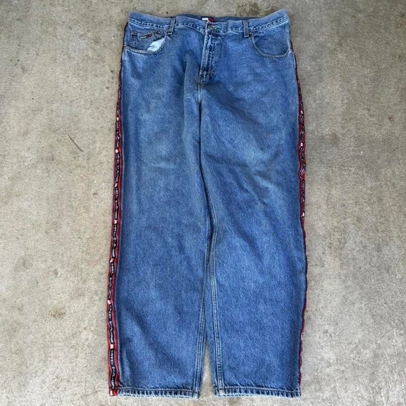 Vintage Tommy Hilfiger Blue Denim Jeans Baggy Skater Streetwear 42x30 - Picture 3 of 5